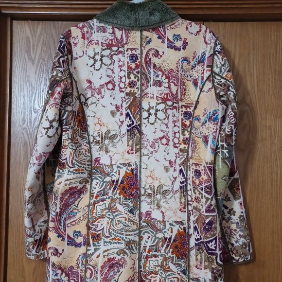 Chico's Mixed Print, Faux Suede Coat - Picture 3 of 7